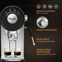 20 Bar Espresso Machine With Steamer Semi-Automatic Espresso Machines With 30 Oz Removable Tank Latte Cappuccino Espresso Maker For Home Office Barista 1250W - 查看 3