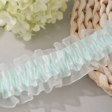5m Double Layer Elastic Snow Yarn Pleated Lace Trim, 4cm Width, For DIY Hair Accessories, Cheerleading Fan Support Clothing, Cuffs And Supplies