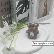 Cartoon Plush Squeaky Teddy Bear Doll Keychain Accessory, Lovely Bear Backpack Accessory, Party Cute Gift - Brown - View 9