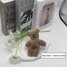 Cartoon Plush Squeaky Teddy Bear Doll Keychain Accessory, Lovely Bear Backpack Accessory, Party Cute Gift - Brown - View 7