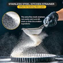 Colador de filtro multifuncional adecuado para fideos, dumplings, jugo, leche de soja, filtración de harina, polvo de café, colador de malla - Plateado - Ver 10