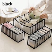 1 pièce Boîte de rangement pour sous-vêtements de type tiroir, grille de séparation pour chaussettes et sous-vêtements, organisateur de placard à couches, boîte de rangement pour vêtements en maille transparente, boîte de rangement à tiroirs pliable à grille multiple, rangement et organisation de garde-robe, boîte de rangement à compartiments pour sous-vêtements, sacs de rangement pour tiroirs de chaussettes et sous-vêtements, décoration de festivals, décoration de chambre, décoration de maison, décoration de chambre à coucher, organisateur, rangement à la maison, t-shirt blanc pour femme, pantalon noir pour femme, vêtements d'hiver pour dames, robe