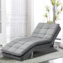 LIVINGANDHOME Living And Home Fabric Upholstered Chaise Lounge(39kg) - Grey - View 5
