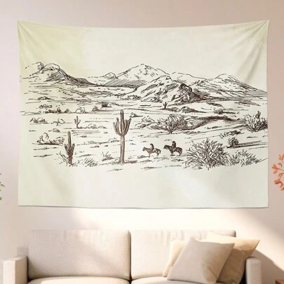 1 pezzo Arazzo con paesaggio desertico, arazzo decorativo da parete per camera da letto, arazzo decorativo da parete per sfondo, arazzo decorativo per festival, bandiera per stanza, decorazione per stanza, arazzo, opera d''arte da parete, accessori per stanza, bandiere per stanza, decorazione per la casa, arazzo da parete