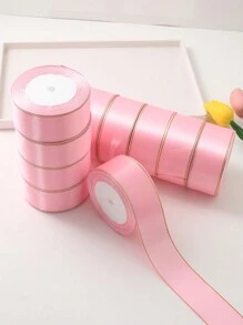 (1捲) DIY玫瑰花造型緞帶，適用於裝飾蛋糕、禮品、包裝、婚禮、派對、手工製作蝴蝶結，具金邊緣 - 1卷金邊 - 查看 5