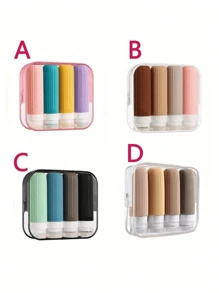 4 件装旅行洗漱用品瓶，经 Tsa 批准的 3 盎司旅行装容器，防漏可再填充液体硅胶可挤压旅行配件，适用于洗发水护发素乳液旅行必需品、海滩旅行收纳袋、暑假返校 - 彩色 - 查看 4