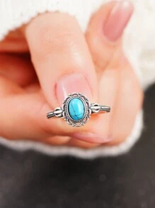 1 pièce Bague de style rétro en argent sterling 925 Bijoux de mariage pour femmes Bijouterie fine