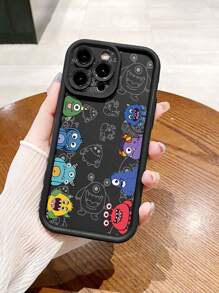 1pc cartoon monster patroon anti-vallen telefoonhoes met camerabescherming, compatibel met iPhone/Galaxy/Infinix/Xiaomi Redmi/OPPO/VIVO