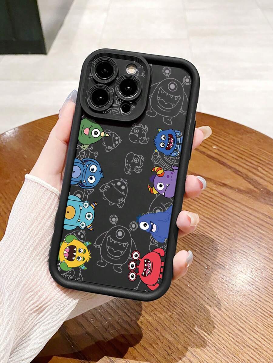 1pc cartoon monster patroon anti-vallen telefoonhoes met camerabescherming, compatibel met iPhone/Galaxy/Infinix/Xiaomi Redmi/OPPO/VIVO