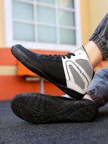 Men's Professional Wrestling Shoes Boxing Training Shoes Sole Slip Resistance Strong Ventilation Performance Good - Black and White - View 13