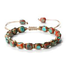 Pulseira de Corda Trançada Feita à Mão com Contas de Pedra Natural, Estilo Vintage Boêmio, Meditação Yoga, Presente de Joias de Sorte
