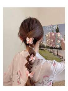 1 Pc Summer Butterfly Orchid Spiral Hair Tie, Perfect For Beach Vacation And Party, Sweet And Elegant Hair Accessory Pink Accessories Ponytail Holders Hair Elastics Hair Rubber Bands Scrunchies Hair Rope Elastic Hair Tie, Hair Bobbles