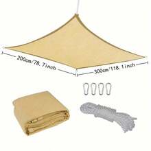 1pc Multi-Size Big Size Outdoor Patio Sun Shade Sail Canopy, Suitable For Garden Playground Rectangular Backyard Sun Shade Sail For Courtyard, Lawn, And Gardening With Three Buckles And Ropes - Brown - View 14