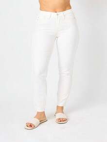 Judy Blue Women's Plus Size Mid Rise With Braid Detail - trắng - Xem 1