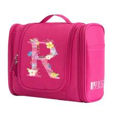 Geantă de toaletă, geantă de machiaj, geantă de călătorie impermeabilă pentru femei, geantă de depozitare de mare capacitate, geantă cosmetică cu imprimeu floral roz, cârlig, geantă de toaletă, geantă de mână, genți de toaletă, esențiale de călătorie de vară, pentru vacanță la plajă, rechizite școlare, esențiale pentru cămin, înapoi la școală, rechizite școlare