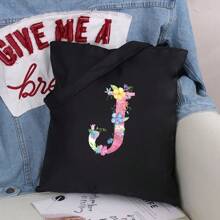 Dames Boodschappentassen Schoudertassen Grote capaciteit Tote tassen Roze Bloemenprint Canvas Handtassen Opbergtassen Dames Casual Pendelaar Vest Tas - Zwart - Bekijken 23