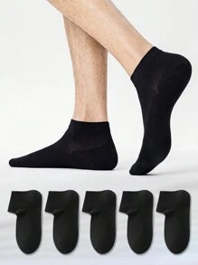 5 Pairs Men's Black Comfortable Breathable Moisture Wicking Athletic & Business Ankle Socks