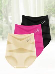 MEIYATING 3 pièces Culotte croisée en maille respirante pour femme avec contrôle du ventre et taille haute, Pantalon triangle sans couture en soie glacée pour redessiner le corps et remonter les hanches