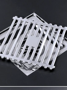 Ống thoát nước hình vuông kiểu tre bằng thép không gỉ 304 có nắp bịt kín, thoát nước sàn ban công phòng tắm phòng tắm, thiết kế chống mùi - Bạc - Xem 1