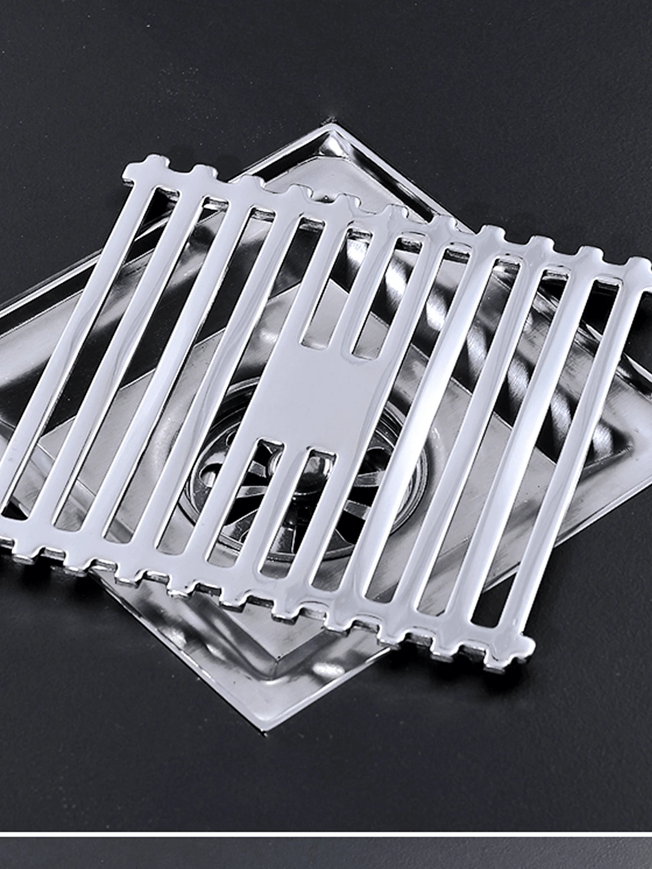 Ống thoát nước hình vuông kiểu tre bằng thép không gỉ 304 có nắp bịt kín, thoát nước sàn ban công phòng tắm phòng tắm, thiết kế chống mùi - Bạc - Xem 1