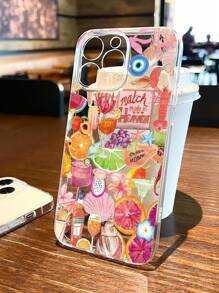 1pc Fruit Pattern Transparent TPU Full Coverage Anti-Fall Anti-Fingerprint Phone Case Compatible With IPhone & Galaxy - Multicolor - View 4