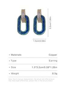 1 Pieza Pendiente Ovalado De Lujo Y Romántico Con Incrustaciones De Diamantes De Imitación Azul Rhine Para Mujeres, Regalo Para Fiestas/compromisos - azul real - Ver 6