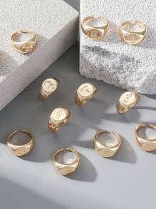 1 chiếc nhẫn hở mạ vàng 18K thời trang hip hop đính đá toàn bộ hình chữ cái tiếng Ả Rập dành cho nữ (chỉ có chữ cái tiếng Ả Rập) - Bạc - Xem 13