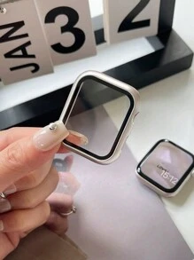 1pc Unisex Starlight Color Matte 2-In-1 Anti-Fall Ultra-Thin Tempered Glass Protective Case, Spray Painting Fashionable Cute Watch Cover Compatible With Apple Watch Series Ultra/SE/11/10/9/8/7/6/5/4/3/2/1, 38/40/41/42/44/45/46/49mm, Smart Watch Accessory