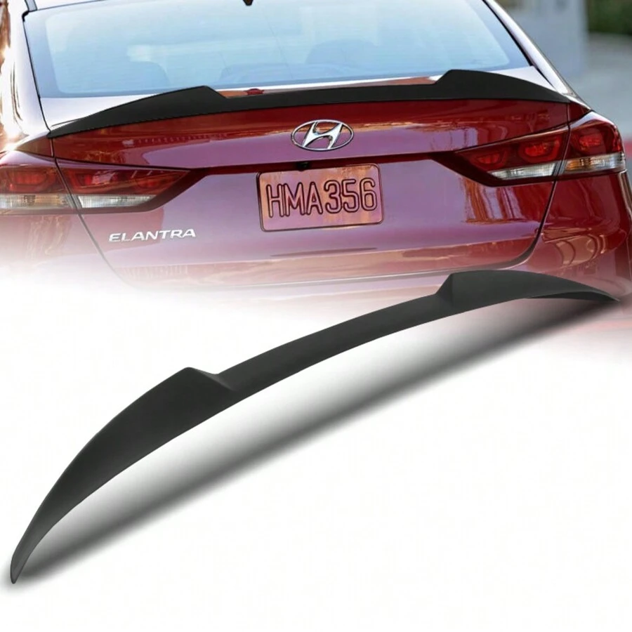 For 2017-2018 Hyundai Elantra W-Power V-Style Trunk Spoiler Wing - Unpainted Matt Black - View 1
