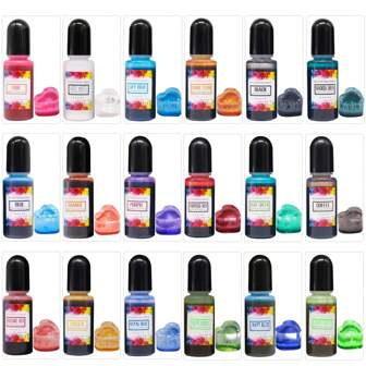 Alcohol Ink Set Epoxy Resin Dye- 18 Vibrant Colors High Concentrated Alcohol Ink For Epoxy Resin, Concentrated Alcohol Based Paint Colour Dye For Epoxy Resin Molds,Alcohol Inks Art, Great For Painting, Resin Petri Dish, Coaster, Tumbler Cup Making - Each 0.35oz (10ml)
