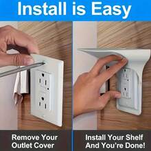 1 Ổ Cắm Không Đục Lỗ Giá Đỡ Treo Tường Có Giá Để Đồ Cho Phòng Khách, Nhà Bếp, Phòng Ngủ, Ký Túc Xá, đầu Giường, Có Chân Đế Điện Thoại - trắng - Xem 9