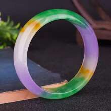 1入翡翠手鍊，綠色、黃色、紫色、白色，寶石手鍊，高品質寶石手鍊，手工製作手鍊-治療保護好運手鍊手鍊首飾盒(56-62毫米)，時尚手鍊禮品，女士禮品。