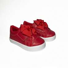 Tênis Infantil Menina Ponta Vermelho Laço Gorgurao 20 Ao 34 - Vermelho - Visão 1