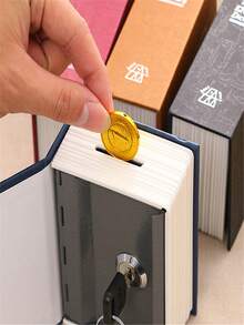 Caja de seguridad de libro mini con cerradura de llave, caja de efectivo mini con cerradura, almacenamiento infantil, hucha para ahorrar dinero (11.5x8x4.6cm / 4.53x3.15x1.81 pulgadas) - Rojo - Ver 6