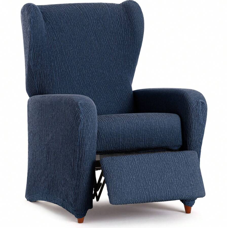 Eysa 提花弹性面料休闲扶手椅套 – 超柔软触感扶手椅套，为您的家提供保护和时尚 100% 西班牙制造 - 藍色 - 查看 1