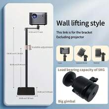 Metal Projector Bracket, Metal Large Pan And Tilt Can Bear 11 Pounds, Suitable For Most Projectors, Hidden Base Design + Movable Pan And Tilt Does Not Occupy Space, More Flexible Display. - Black - View 3