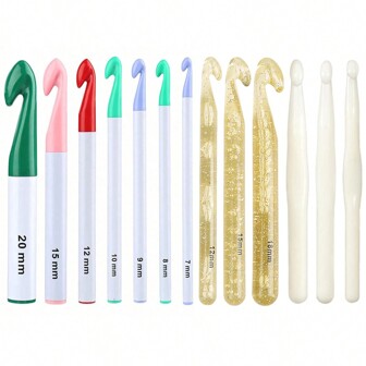 7pcs Multi-Size Large Crochet Hook Set, Ergonomic Plastic Crochet Hooks 7mm-20mm, Comfortable Grip, Suitable For All Seasons (Random Color)