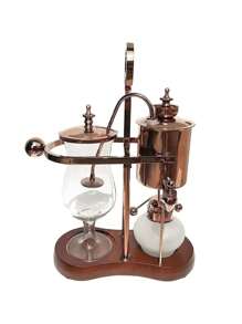 Jogo de Cafeteira Real Belga Cobre Luxo - Belgian Coffee Maker Sifão Vidro Aço Inox - Base Madeira - Bronze - Visão 4