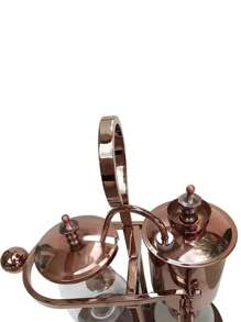 Jogo de Cafeteira Real Belga Cobre Luxo - Belgian Coffee Maker Sifão Vidro Aço Inox - Base Madeira - Bronze - Visão 7