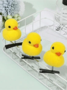 2pcs Cute & Funny Yellow Duck Hair Clips For Girls - Yellow - View 4
