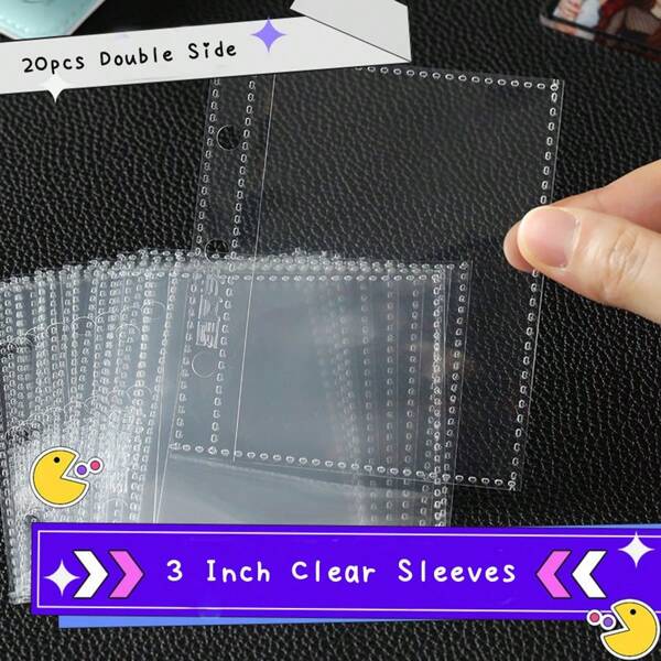 20pcs Binder Double Side Clear Card Sleeves, 3 Inch Postcards Holder, Kpop Mini Collect Book Refill Bags Back To School,Back To School,School Supplies
