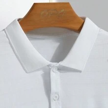Camicia polo da uomo stile boyfriend in mezza età, casual, sportiva, con stampa, manica corta, traspirante, in seta ghiacciata, ad asciugatura rapida, semplice, adatta per sport e running, con colletto alla coreana