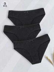 3 món đồ lót nữ, chất lượng cao, thoáng khí, mềm mại, có nơ trang trí. - màu đen - Xem 1