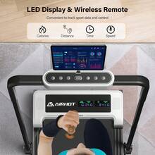 Wide Treadmill With Walking Pad And Handrail, 0.6 - 7.6 MPH, 2.5 HP Under Desk Treadmill With Remote Control And LED Display, Quiet Desk Treadmill For Compact Space, Portable Treadmill For Home Office Use, Free Installation - White - View 4