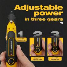 MOLOLAN Taladro de resina impresa en 3D, kit de herramientas de lijado y pulido, mini lijadora rotativa eléctrica inalámbrica Tepy-C con 57 accesorios para taladrar, lijar y pulir modelos de resina,Mini Mototool Taladro Esmeril Pulido Con 57 Accesorios, Máquina de lijar Taladro eléctrico Herramientas rotativas USB Amoladora inalámbrica Taladro Mini Taladro para trabajo en madera Grabado para joyería, metal, vidrio - Amarillo - Ver 6