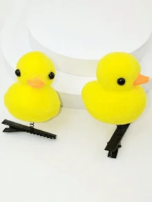 2pcs Cute & Funny Yellow Duck Hair Clips For Girls - Yellow - View 5