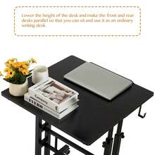 Mobile Standing Desk, Portable Stand Up Desk, Height Adjustable Small Standing Desk Converter With Wheels Computer Workstations, Rolling Desk Laptop Cart For Standing Or Sitting, Vintage Oak - màu đen - Xem 7