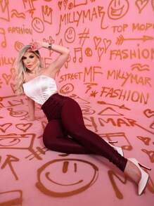 Women Pants - Burgundy - View 4
