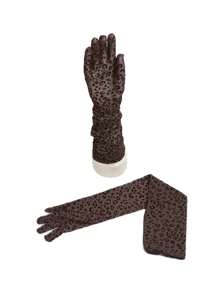 55cm lange Leoparden-Muster Mesh Handschuhe für Frauen, dünnes Design mit Spitzenbesatz, ideal als Fahrhandschuhe, Sonnenschutz, Halloween Kostüm Zubehör - Handschuhe mit Leopardenmuster - Übersicht 8