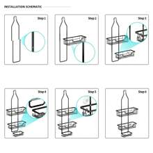 CASEGRACE 1pc Shower Caddy Over Shower Head, Large Hanging Shower Caddy With 12 Hooks For Razor Sponge, Over The Shower Head Storage Rack With Soap Basket, Hanging Shower Organizer For Bathroom